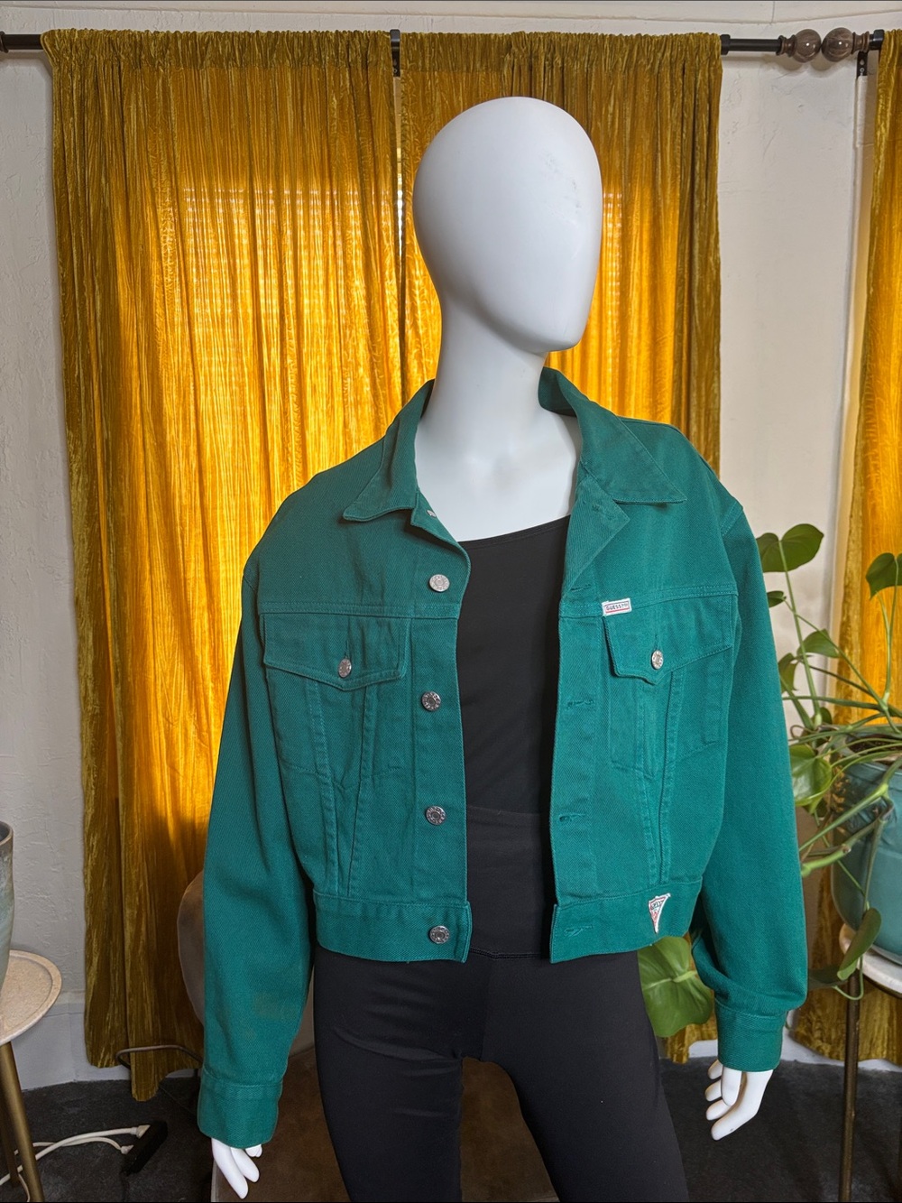 Guess Vintage 90’s Teal Cropped Denim Jacket